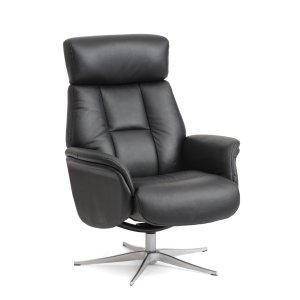 Mars 1 ftölj - svart konstläder och borstad aluminium