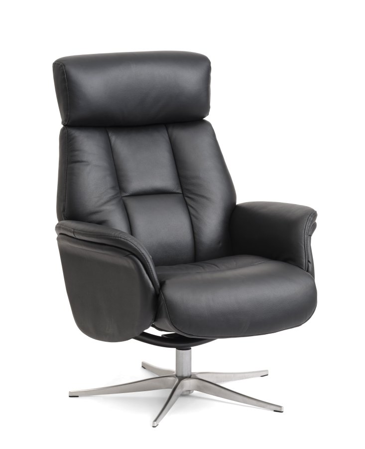 Mars 1 hvilestol - sort kunstskinn og brstet aluminium