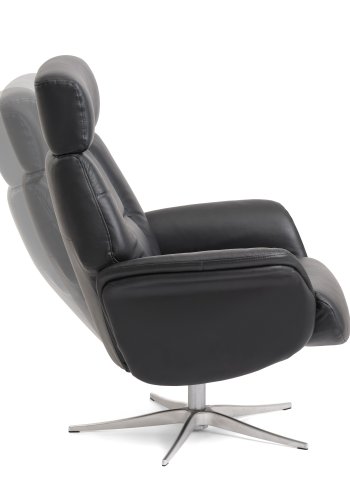 Mars 1 hvilestol - sort kunstskinn og brstet aluminium