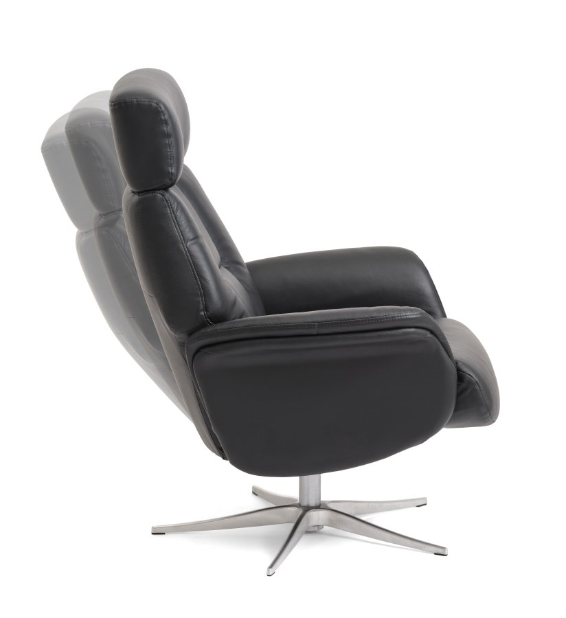 Mars 1 hvilestol - sort kunstskinn og brstet aluminium