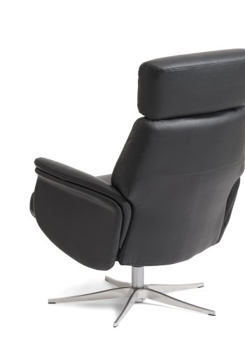 Mars 1 hvilestol - sort kunstskinn og brstet aluminium