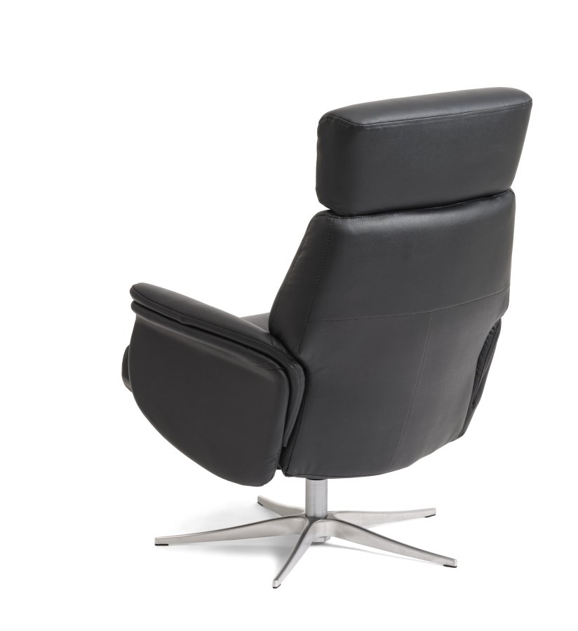 Mars 1 hvilestol - sort kunstskinn og brstet aluminium