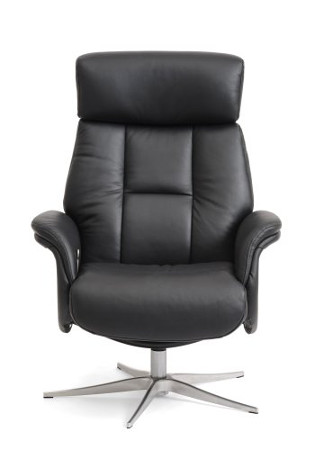 Mars 1 hvilestol - sort kunstskinn og brstet aluminium