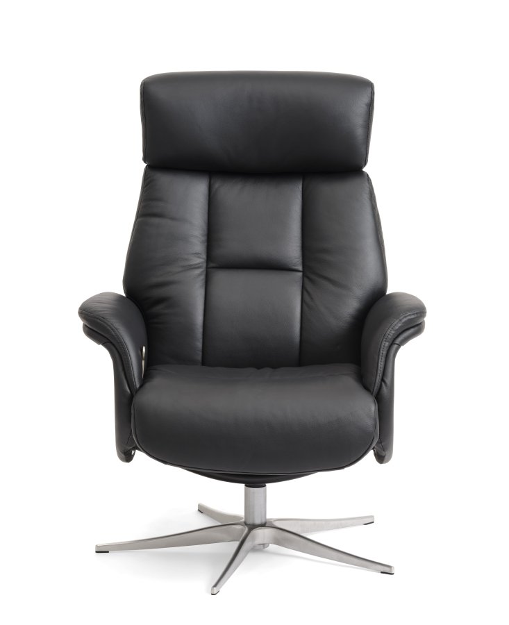 Mars 1 hvilestol - sort kunstskinn og brstet aluminium