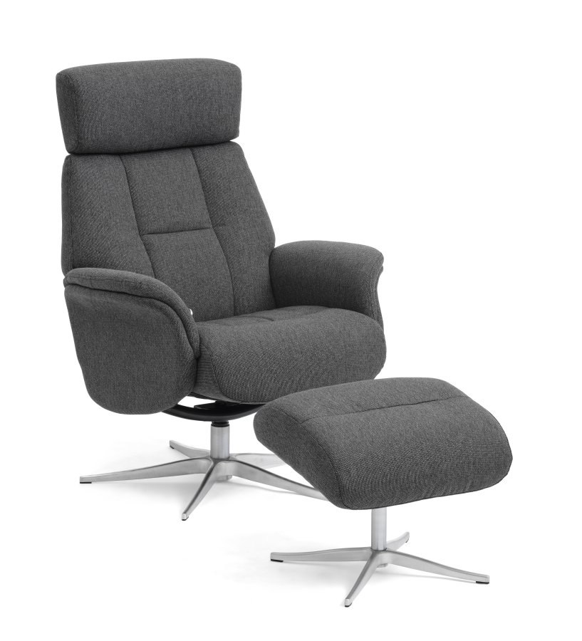 Mars 1 hvilestol - antrasittgr stoff og brstet aluminium