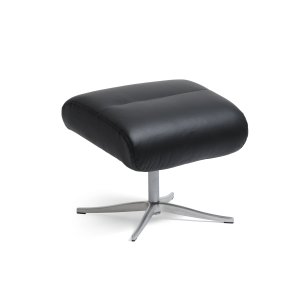 Mars fotpall - svart konstläder och borstad aluminium