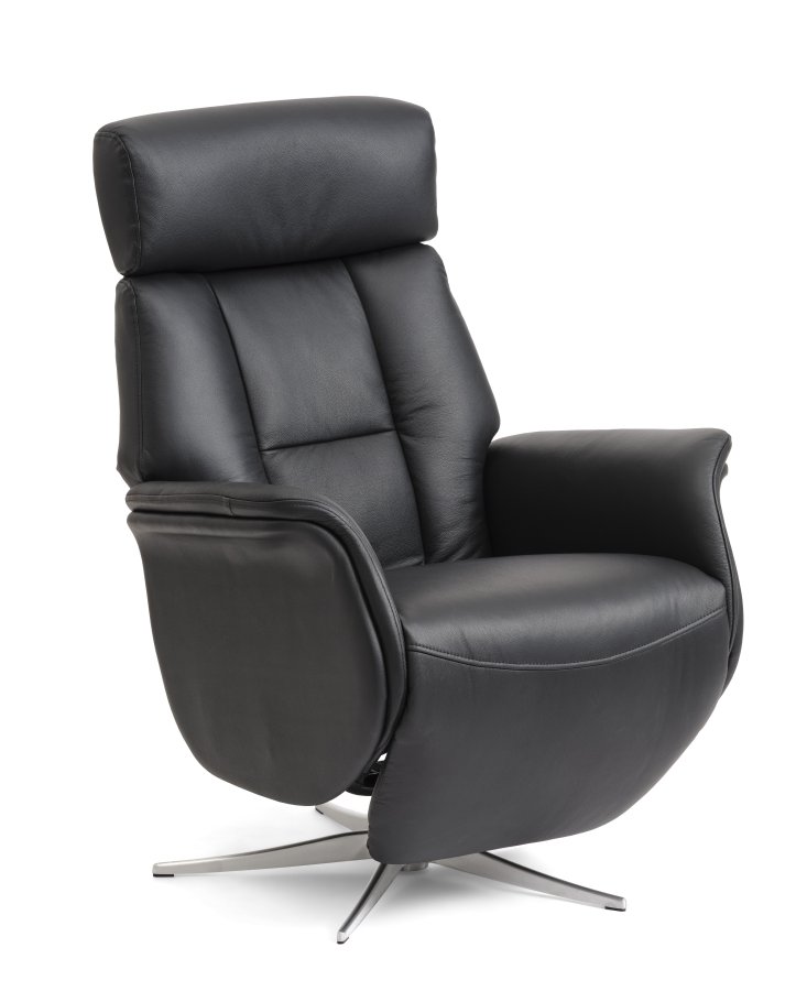 Mars 2 hvilestol, manuell - sort kunstskinn og brstet aluminium