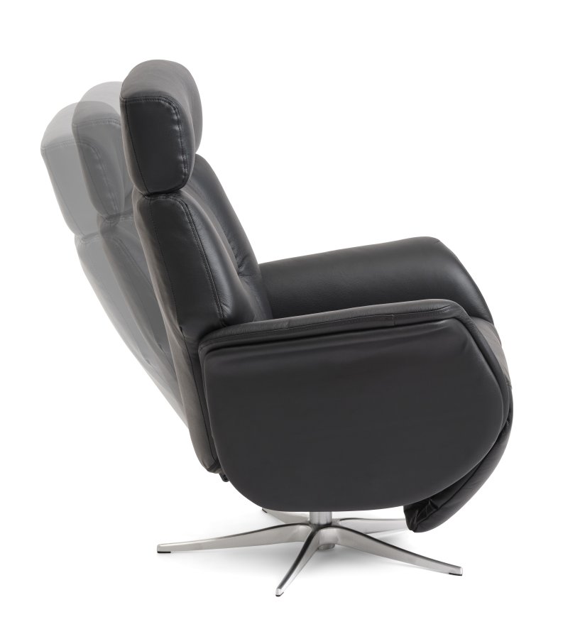 Mars 2 hvilestol, manuell - sort kunstskinn og brstet aluminium