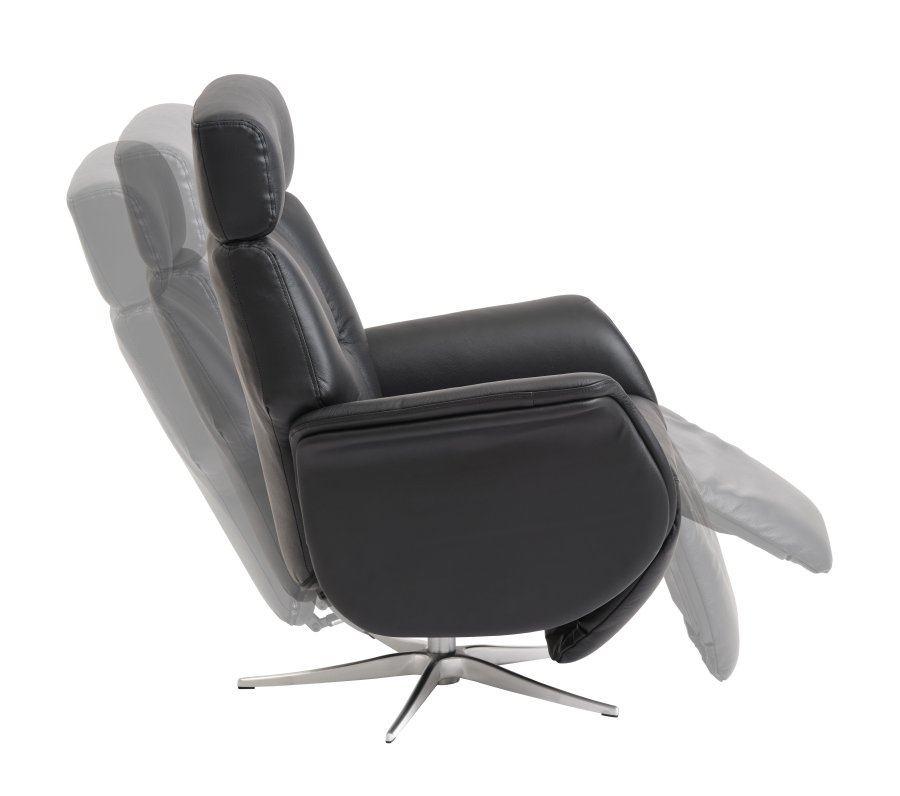 Mars 2 hvilestol, manuell - sort kunstskinn og brstet aluminium