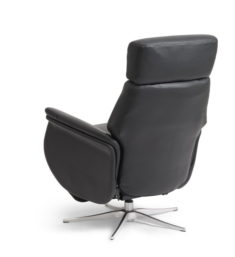 Mars 2 hvilestol, manuell - sort kunstskinn og brstet aluminium