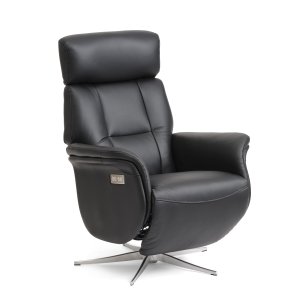 Mars 4 ftölj, 2 motorer - svart konstläder och borstad aluminium