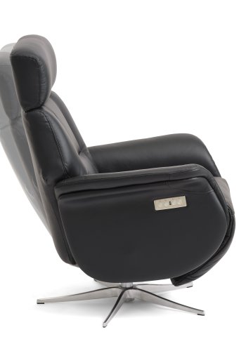 Mars 4 hvilestol, 2 motorer - sort kunstskinn og brstet aluminium