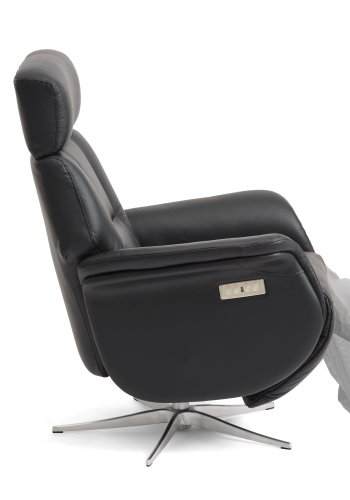 Mars 4 hvilestol, 2 motorer - sort kunstskinn og brstet aluminium