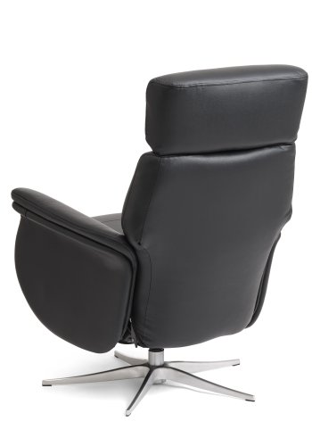 Mars 4 hvilestol, 2 motorer - sort kunstskinn og brstet aluminium