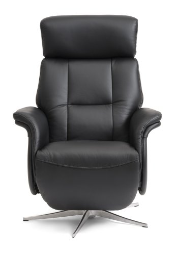 Mars 4 hvilestol, 2 motorer - sort kunstskinn og brstet aluminium