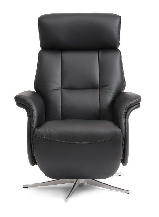 Mars 4 hvilestol, 2 motorer - sort kunstskinn og brstet aluminium