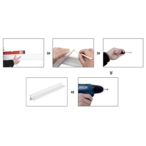 SONGMICS Flytande hyllor Set om 2, vägghyllor kant med högglansig finish, 60 x 10 cm, för tavelramar och böcker, vardagsrum, hall, sovrum, badrum, kök, kontor, vit LWS60WT