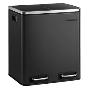 SONGMICS affaldsspand, 2 rum, indvendige spande, hndtag, bld lukning, lugtforsegling - sort stl