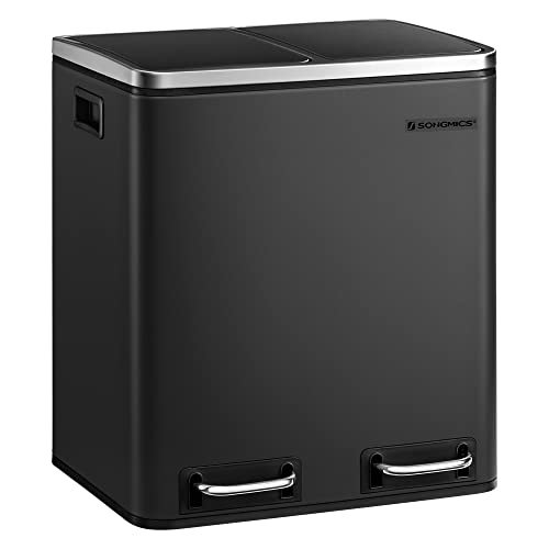 SONGMICS avfallsbeholder, 2 rom, innerbinger, hndtak, myk lukket, luktforsegling - svart stl