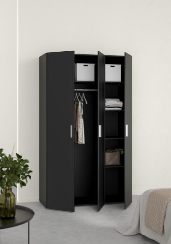 TVILUM Pepe garderobeskab, m. 3 lger - sort folie