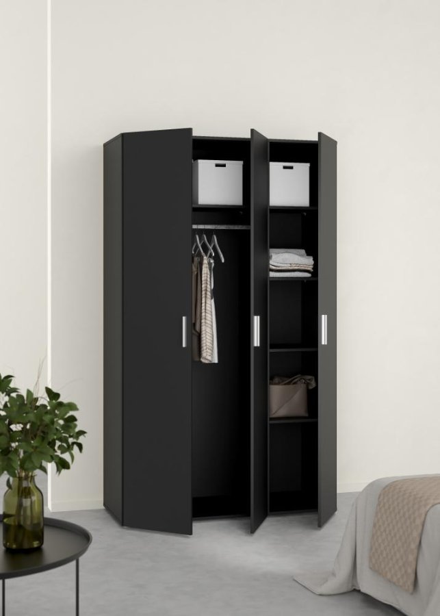 TVILUM Pepe garderobeskab, m. 3 lger - sort folie