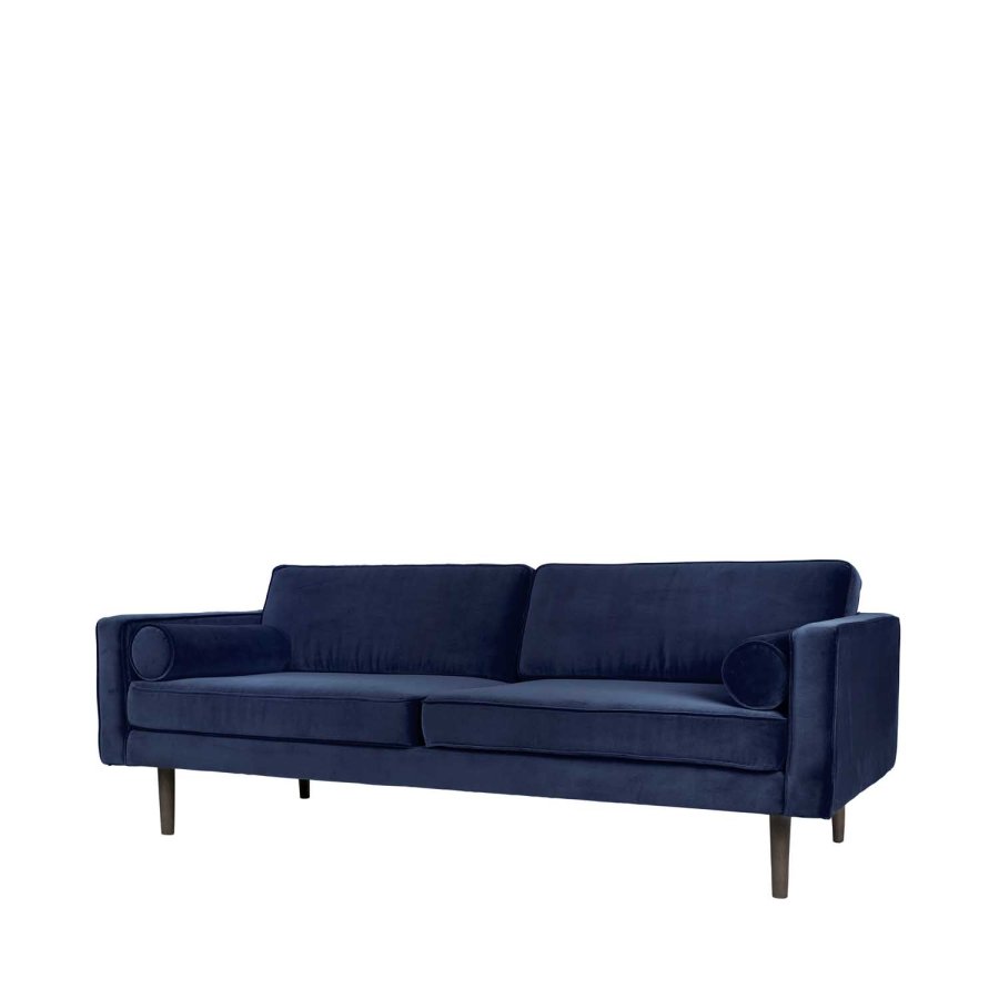 BROSTE COPENHAGEN Wind Sofa – blauer Polyester-Velours