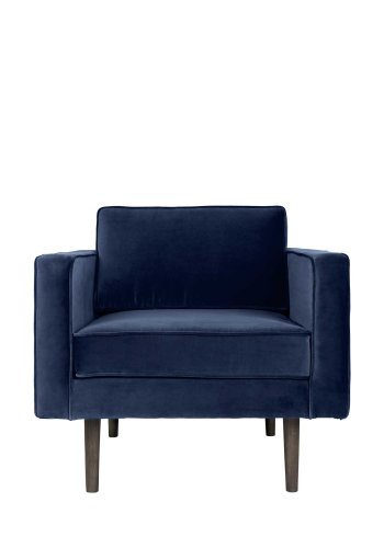 BROSTE COPENHAGEN Windsessel – blauer Polyestervelours, m. Armlehnen