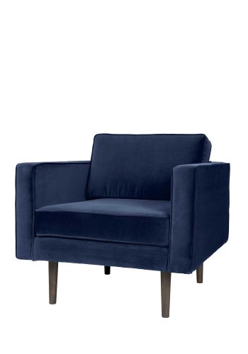 BROSTE COPENHAGEN Windsessel – blauer Polyestervelours, m. Armlehnen
