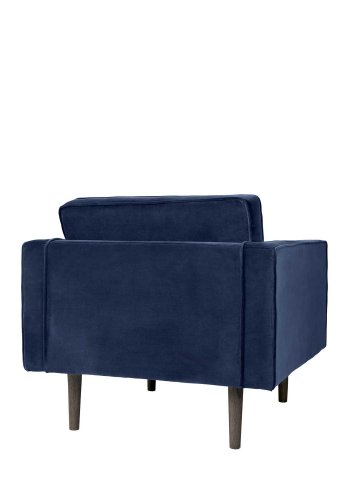 BROSTE COPENHAGEN Windsessel – blauer Polyestervelours, m. Armlehnen