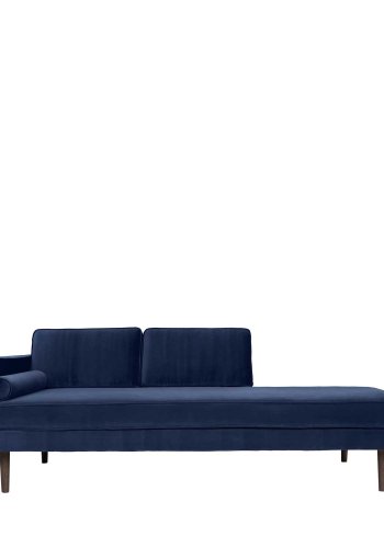 BROSTE COPENHAGEN Wind Chaiselongue – blauer Polyester-Velours