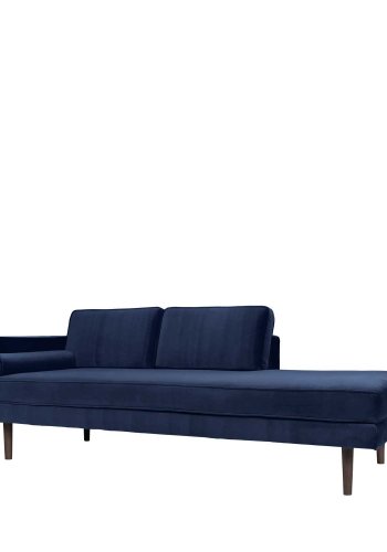 BROSTE COPENHAGEN Wind Chaiselongue – blauer Polyester-Velours