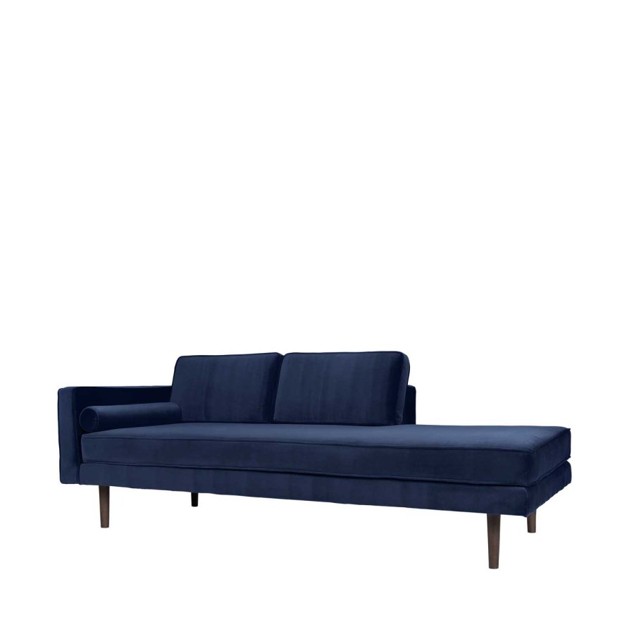 BROSTE COPENHAGEN Wind Chaiselongue – blauer Polyester-Velours