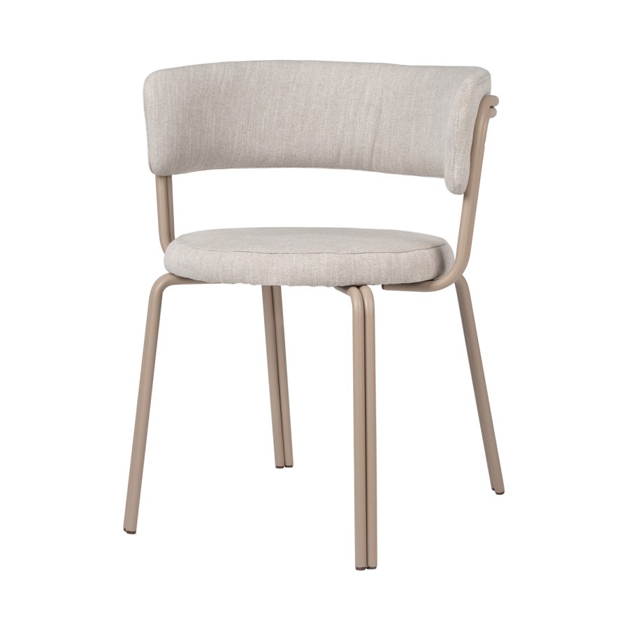 BROSTE COPENHAGEN Oda Esszimmerstuhl - grauer Stoff und Eisen