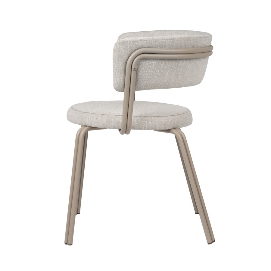 BROSTE COPENHAGEN Oda Esszimmerstuhl - grauer Stoff und Eisen