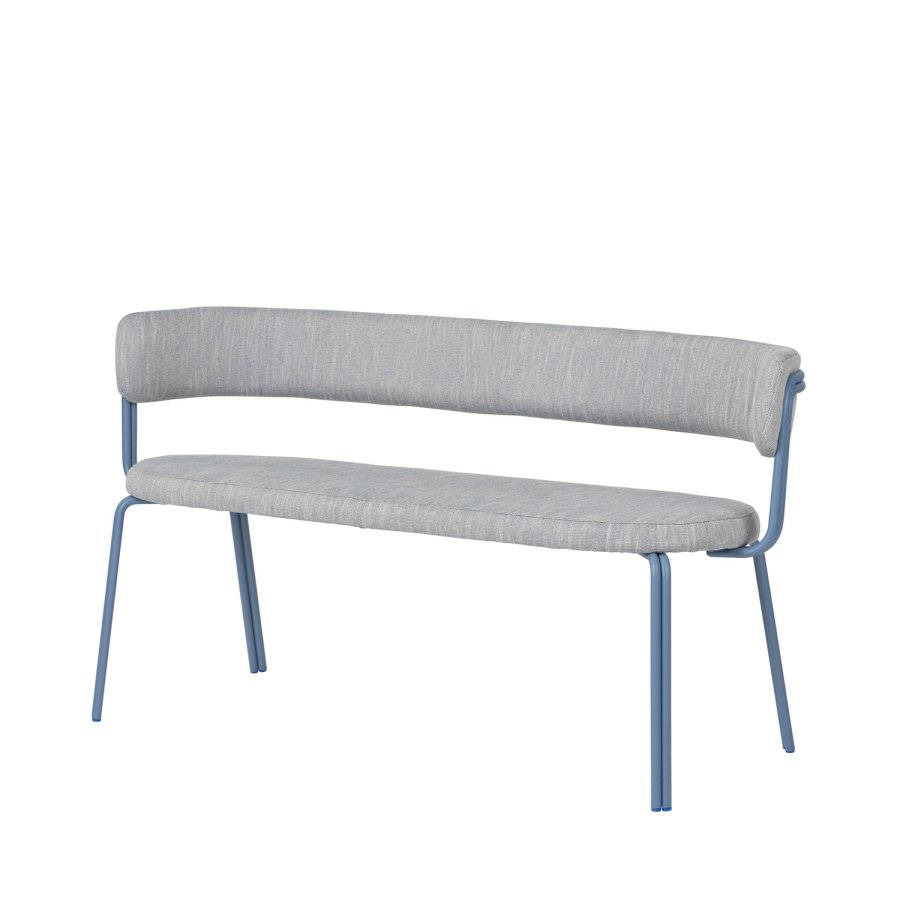 BROSTE COPENHAGEN Oda Bank, mit Rückenlehne – Stoff und blaues Eisen (140x55)