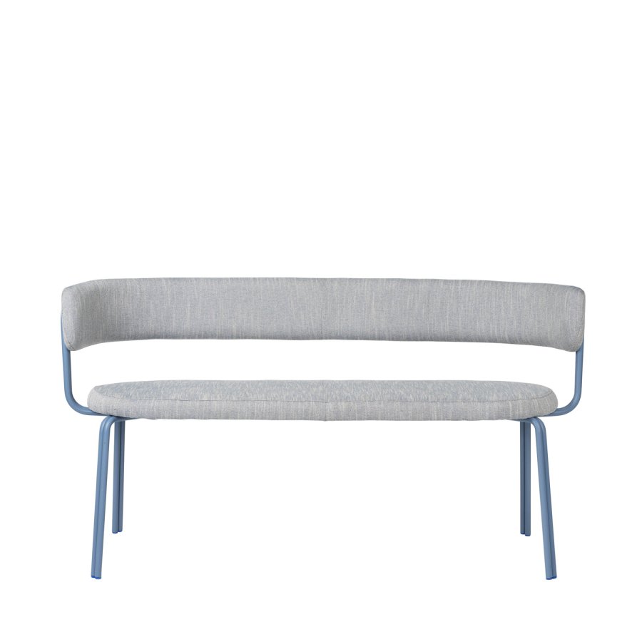 BROSTE COPENHAGEN Oda Bank, mit Rückenlehne – Stoff und blaues Eisen (140x55)