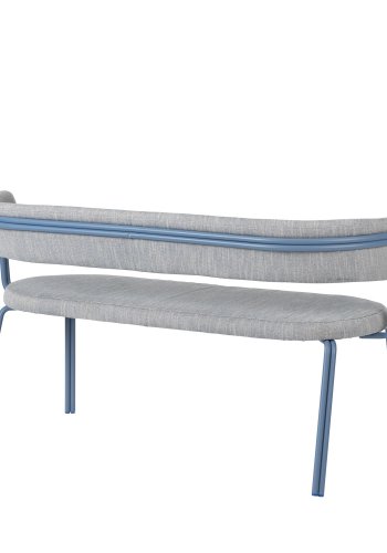 BROSTE COPENHAGEN Oda Bank, mit Rückenlehne – Stoff und blaues Eisen (140x55)