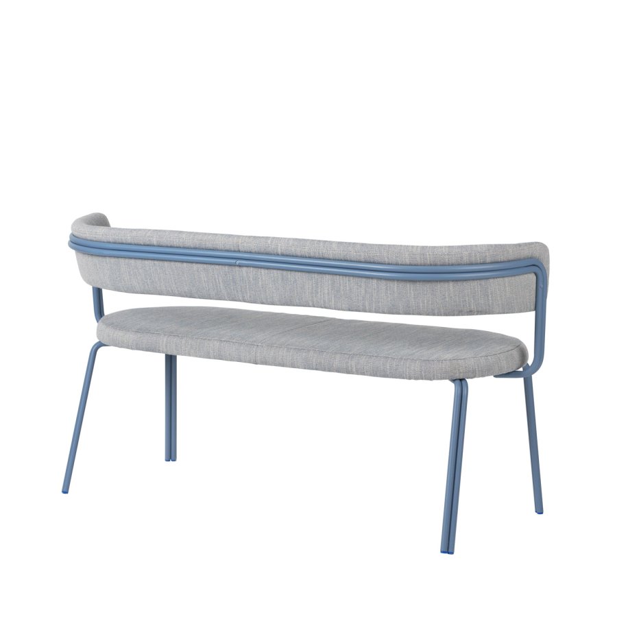 BROSTE COPENHAGEN Oda Bank, mit Rückenlehne – Stoff und blaues Eisen (140x55)