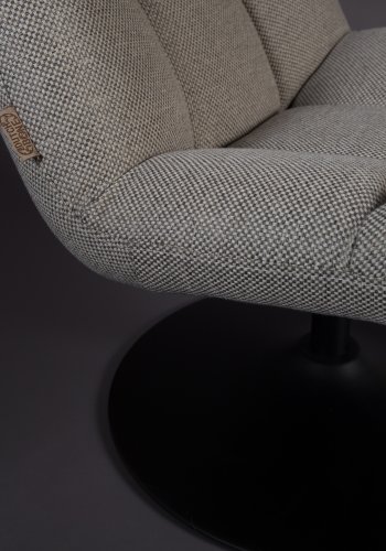 DUTCHBONE Bar-Loungesessel - hellgraues Polyester und schwarzer Stahl