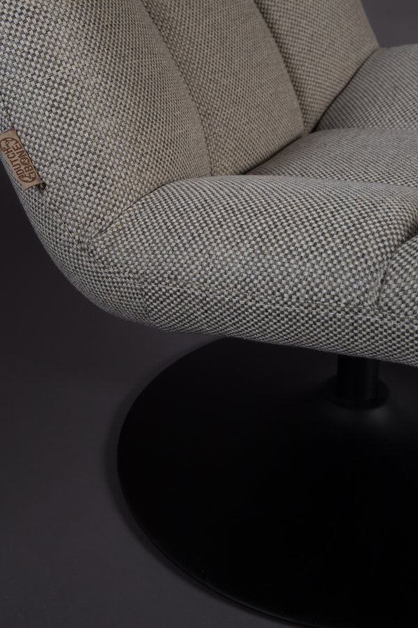 DUTCHBONE Bar-Loungesessel - hellgraues Polyester und schwarzer Stahl