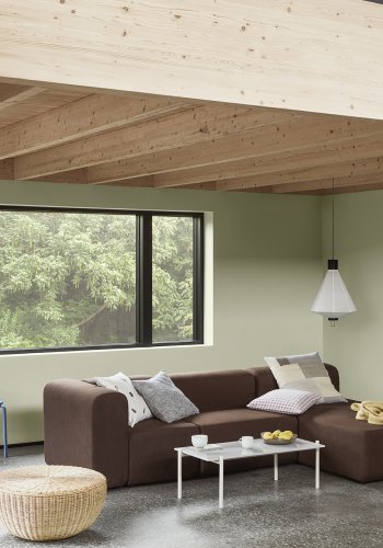 BROSTE COPENHAGEN Oda Bank, rechteckig – blaues Eschenfurnier und Stahl (110 x 36)