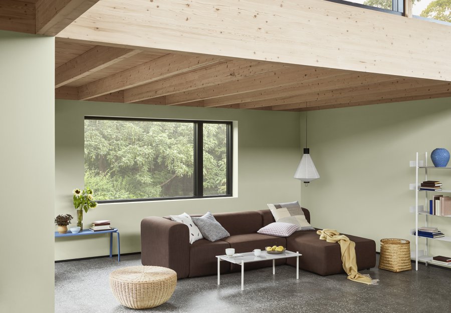 BROSTE COPENHAGEN Oda Bank, rechteckig – blaues Eschenfurnier und Stahl (110 x 36)