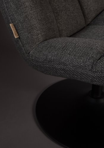 DUTCHBONE Bar-Loungesessel - dunkelgraues Polyester und schwarzer Stahl