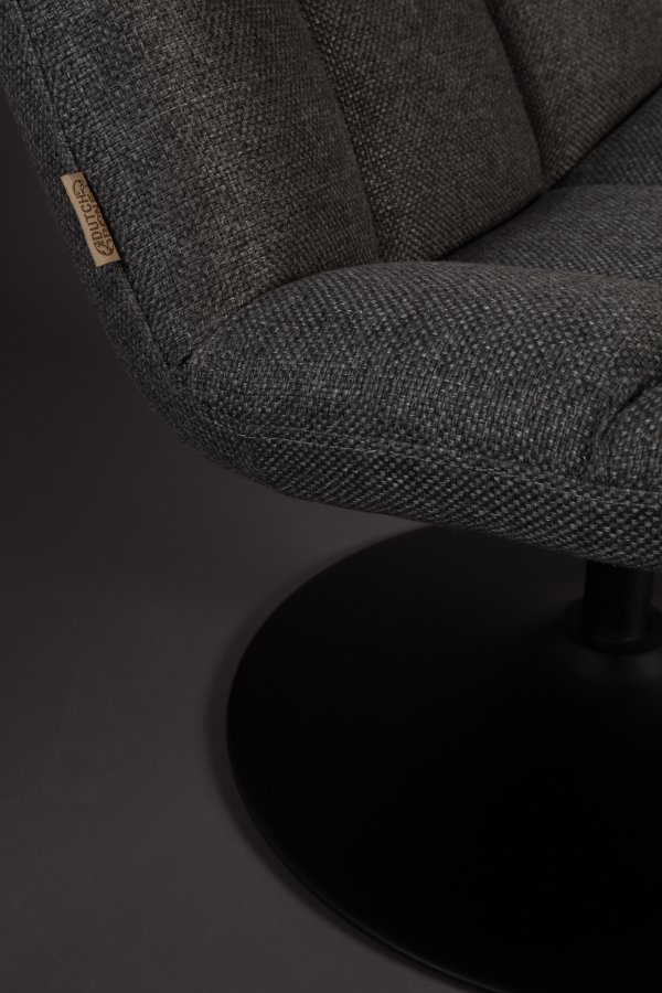 DUTCHBONE Bar-Loungesessel - dunkelgraues Polyester und schwarzer Stahl