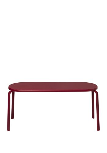 BROSTE COPENHAGEN Oda Bank, rechteckig – rotbraunes Eschenfurnier und Stahl (110x36)