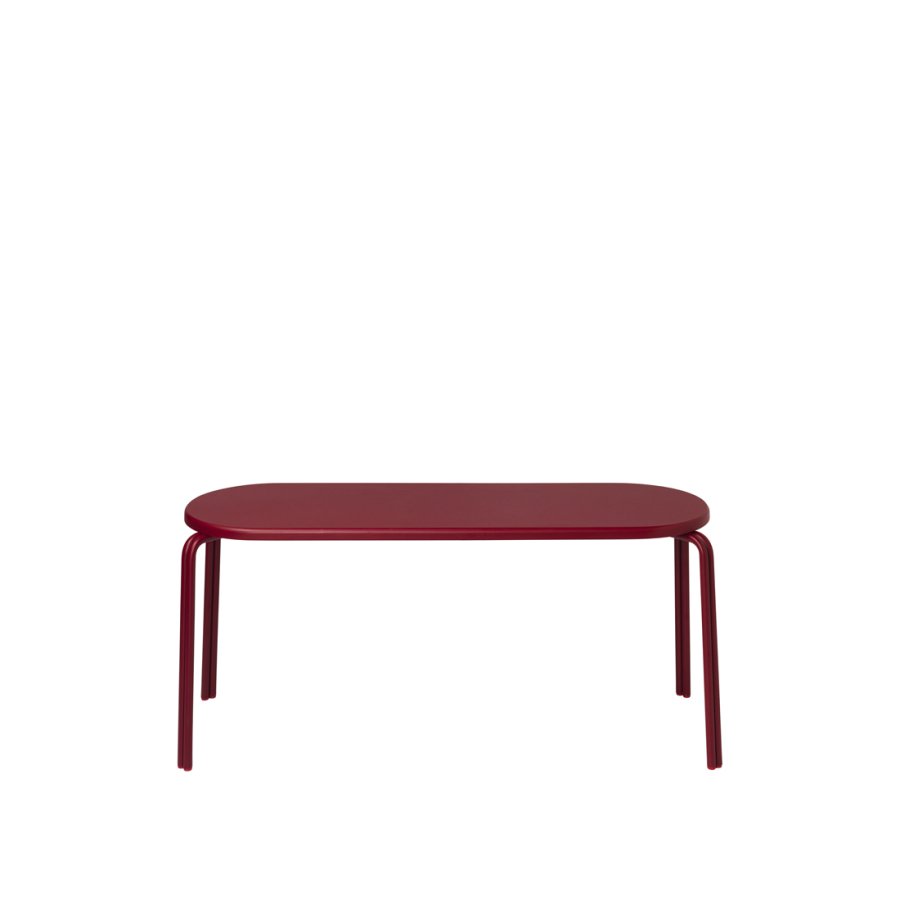 BROSTE COPENHAGEN Oda Bank, rechteckig – rotbraunes Eschenfurnier und Stahl (110x36)