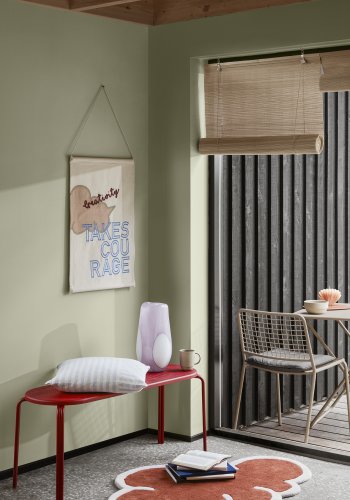 BROSTE COPENHAGEN Oda Bank, rechteckig – rotbraunes Eschenfurnier und Stahl (110x36)