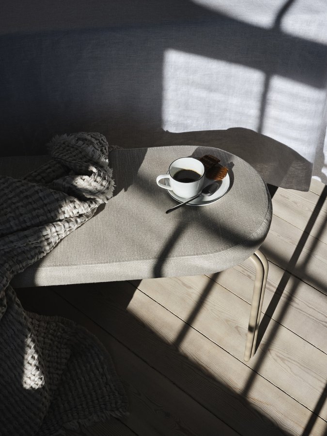 BROSTE COPENHAGEN Oda Bank, rechteckig – grauer Stoff (110x36)