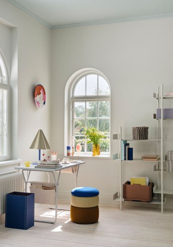 BROSTE COPENHAGEN Berit Schreibtisch, rechteckig – graues Eschenfurnier und grauer Stahl (120 x 60)