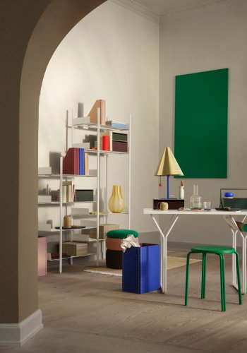 BROSTE COPENHAGEN Berit Schreibtisch, rechteckig – graues Eschenfurnier und grauer Stahl (120 x 60)